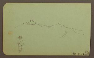 Tekening, Berglandschap; Verso: Bergketen, Figuur, 1883 door Frederic Edwin Church