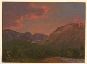 Tekening, Berglandschap bij zonsondergang, 1865