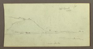 Tekening, Berg over water, februari mogelijk 1868 door Frederic Edwin Church