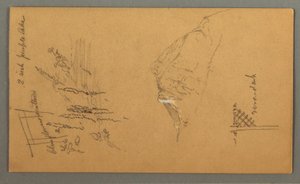 Tekening, Bergtop, vegetatie bij plas, 1868 door Frederic Edwin Church