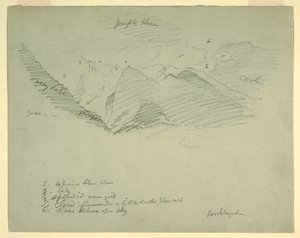 Tekening, Bergtoppen bij Berchtesgaden, Beieren, juni-juli 1868 door Frederic Edwin Church