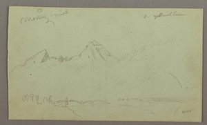 Tekening, Bergtoppen, mogelijk 1868 door Frederic Edwin Church