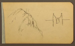 Tekening, Mountain Side, torentje; Verso: Mountain Side, 1889 door Frederic Edwin Church