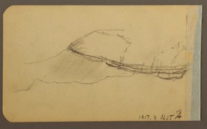 Tekening, Mountain Side, torentje; Verso: Mountain Side, 1889 door Frederic Edwin Church