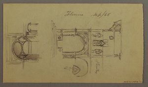 Tekening, Bergdal, Brug, Gebouwen, mogelijk 1868-69 door Frederic Edwin Church