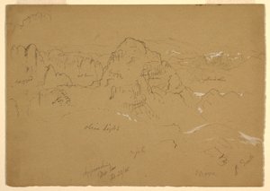 Tekening, Berg, Wady el-Arabah, 23 februari 1868 door Frederic Edwin Church