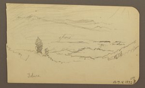 Tekening, Berglandschap, Toluca; Verso: Berg, Toluca, 20 april 1885 door Frederic Edwin Church