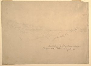 Tekening, Berglandschap tussen Popayan en Pasto, Colombia, 13 augustus 1853 door Frederic Edwin Church