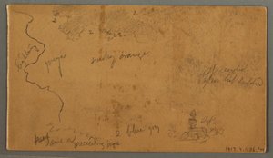 Tekening, Bergen tegen een vlakte, twee regenbogen, Oostenrijk of Beieren, 1868 door Frederic Edwin Church