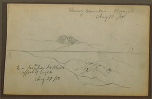 Tekening, Bergen, Popayan, Colombia, augustus 1853 door Frederic Edwin Church