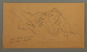 Tekening, Bergen van Wallis, Pennine Alpen, augustus 1868 door Frederic Edwin Church
