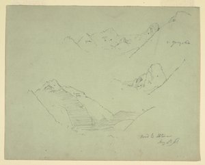 Tekening, Bergen bij Abtenau, Salzkammergut, 5 augustus 1868 door Frederic Edwin Church