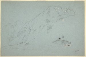 Tekening, Bergen bij Abtenau. Salzkammergut, 5 augustus 1868 door Frederic Edwin Church