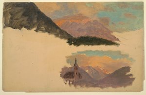 Tekening, Bergen bij Berchtesgaden, Beieren, juni 1868 door Frederic Edwin Church