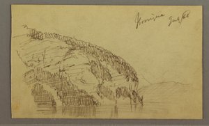 Tekening, Mountainside, juli 1868 door Frederic Edwin Church