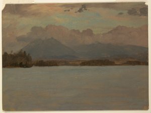 Tekening, Mt. Katahdin vanaf Lake Katahdin, 1855-65 door Frederic Edwin Church
