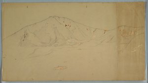 Tekening, Mt. Katahdin vanuit het zuidoosten; Verso: Mt. Katadhin, 1876-78 door Frederic Edwin Church