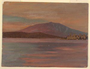 Tekening, Katahdin vanaf Togue Pond, 1877 door Frederic Edwin Church