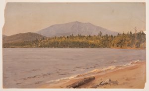 Tekening, Mt. Katahdin vanaf Togue Pond, mogelijk 1878 door Frederic Edwin Church