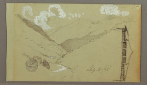 Tekening, Smalle Vallei, Gebouw, 11 september 1803 door Frederic Edwin Church
