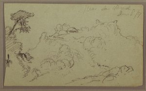 Tekening, bij San Miguel, Ecuador; Verso: Onvoltooide bergschets, 2 juni 1857 door Frederic Edwin Church
