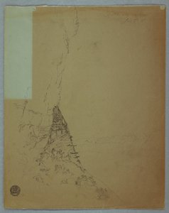 Tekening, Niagara watervallen: "Beetje van een trap bij Niagara", juli 1856 door Frederic Edwin Church