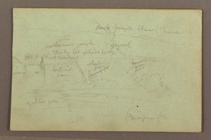 Tekening, Niagara watervallen gezien vanaf de Canadese kant, 1856 door Frederic Edwin Church