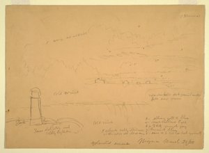 Tekening, Niagara Falls, Terrapin Point, 20 maart 1856 door Frederic Edwin Church
