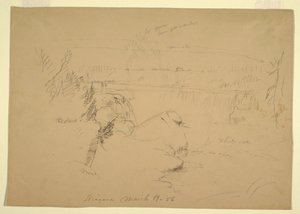 Tekening, Niagara watervallen, uitzicht vanaf Goat Island, 19 maart 1856 door Frederic Edwin Church