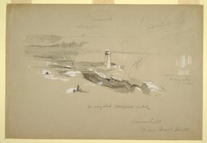 Tekening, Niagara-watervallen vanaf Terrapin Point, 20 maart 1856 door Frederic Edwin Church