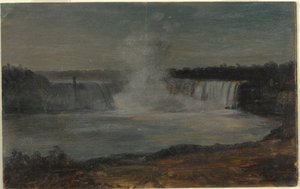 Tekening, Niagara watervallen in avondlicht, september 1856 door Frederic Edwin Church