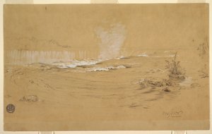 Tekening, Niagara: De Canadese watervallen en Goat Island, oktober 1856 door Frederic Edwin Church