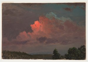 Tekening, invallende nacht bij Olana, augustus 1872 door Frederic Edwin Church
