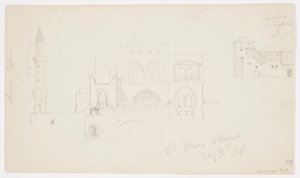 Tekening, Oud huis, Beiroet, 1868 door Frederic Edwin Church