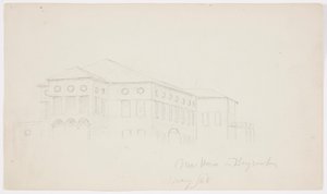 Tekening, Oud huis, Beiroet, 1868 door Frederic Edwin Church