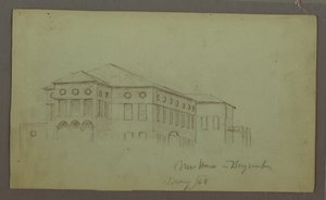 Tekening, Oud huis, Beiroet, 1868 door Frederic Edwin Church