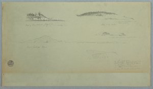 Tekening, deel van Fogo eiland, Indiaanse blik, 2 juli 1859 door Frederic Edwin Church