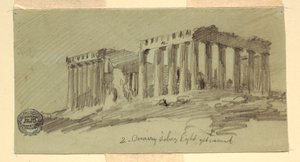 Tekening, Parthenon, Athene vanuit het zuidoosten, april 1869 door Frederic Edwin Church