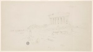 Tekening, Parthenon en Erectheion, Athene, april 1869 door Frederic Edwin Church