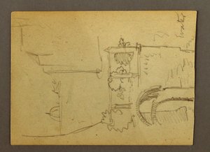 Tekening, Pilazzo over water, mogelijk 1868-69 door Frederic Edwin Church
