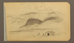 Tekening, vlakte, heuvel, stad; Verso: bergketen, 1889 door Frederic Edwin Church