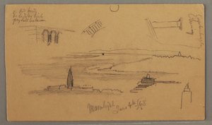 Tekening, vlakten, architectuurstudies, 4 juni 1868 door Frederic Edwin Church
