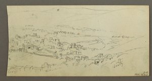Tekening, zwembad en gebouwen, mogelijk 1868 door Frederic Edwin Church