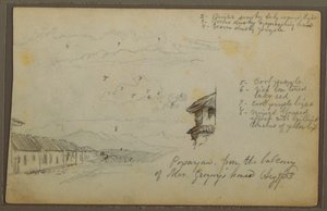 Tekening, Popayan, Colombia; Verso: Berglandschap, Colombia, 9 augustus 1853 door Frederic Edwin Church