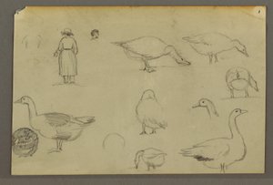 Tekening, Regen over heuvels, mogelijk 1866 door Frederic Edwin Church
