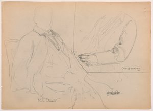 Tekening, Robert L. Stuart zittend, eerste portret, voor het Presbytarian Hospital; Mr. W. Armory, borst en arm studie, 1881 door Frederic Edwin Church