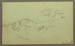 Tekening, Rocky Mountaintaintops, mogelijk 1868 door Frederic Edwin Church
