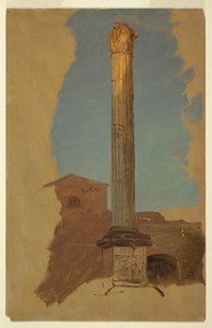 Tekening, Rome, klassieke zuil, 1868-69 door Frederic Edwin Church