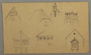Tekening, Dakstudies, Oostenrijk (), 1868 door Frederic Edwin Church