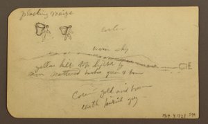 Tekening, Ruige berg over een vlakte; Verso: figuren, landschap, 12 december 1884 door Frederic Edwin Church
